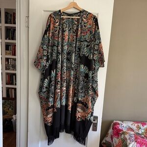 Topshop Black Multicolor Paisley Kimono Jacket Cape M, L, XL